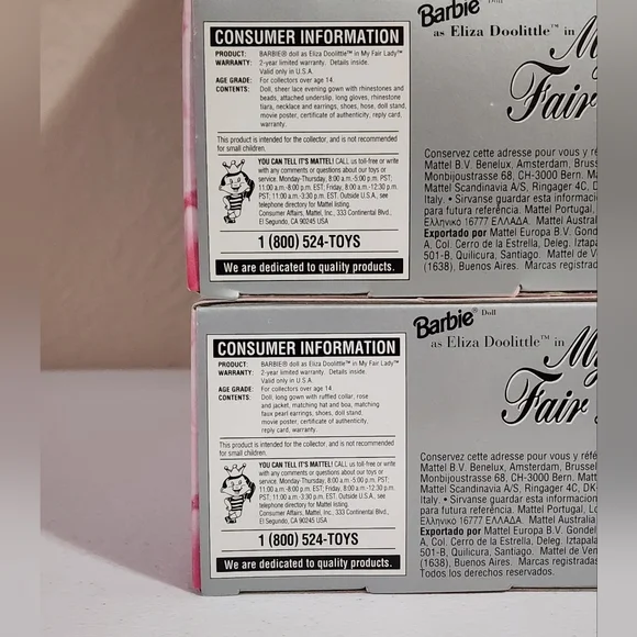 Barbie as Eliza Doolittle My Fair Lady Four (4) Doll Set With Background…